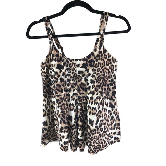 Swim Solutions Womens Tankini Swim Top Bust Support Leopard Print Brown 10 - Picture 4 of 7